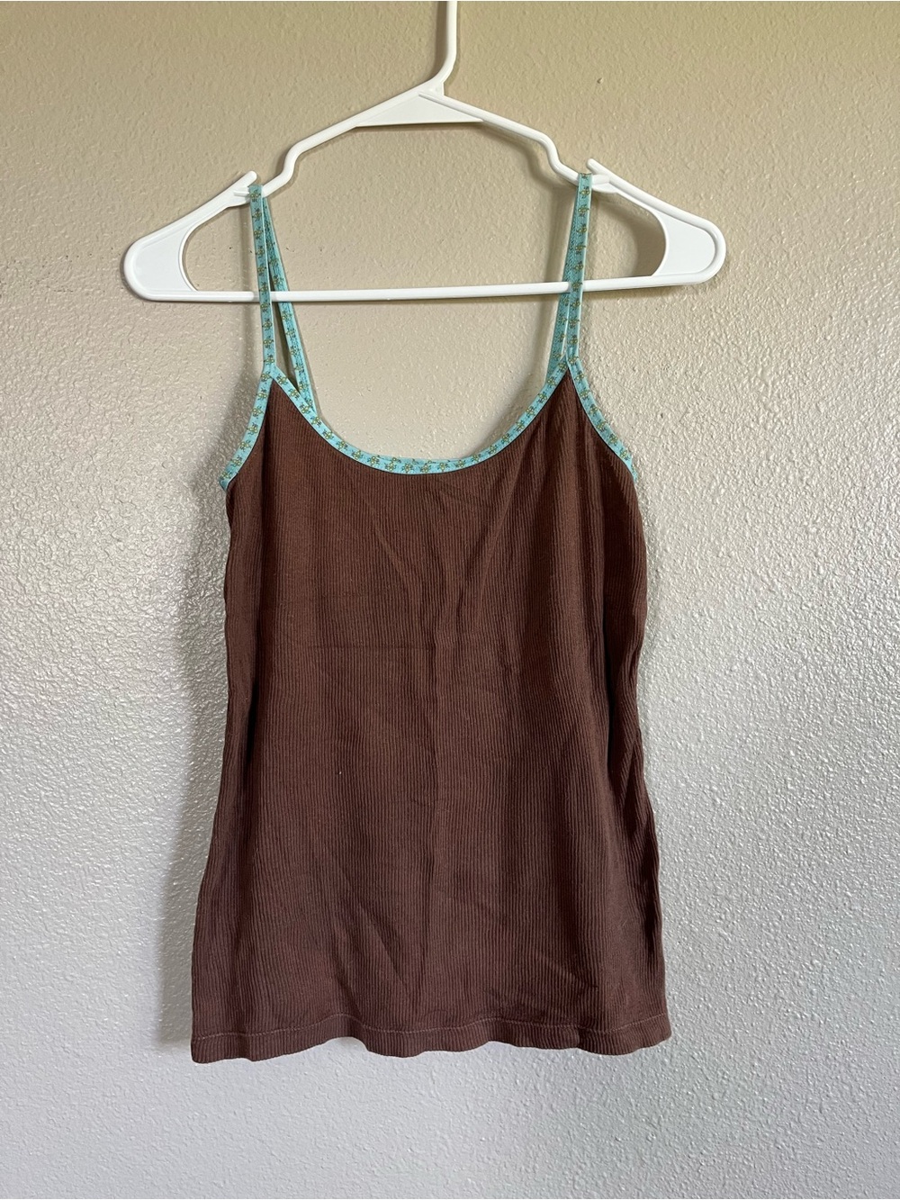 Arizona Jean Company Brown Ribbed Tank with Mint Trim